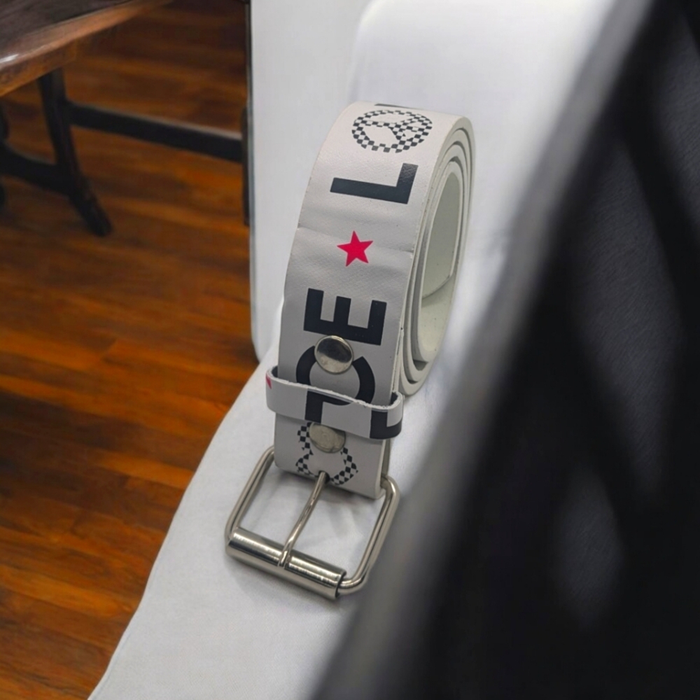 Genuine Leather belt with "Peace" and "Love"